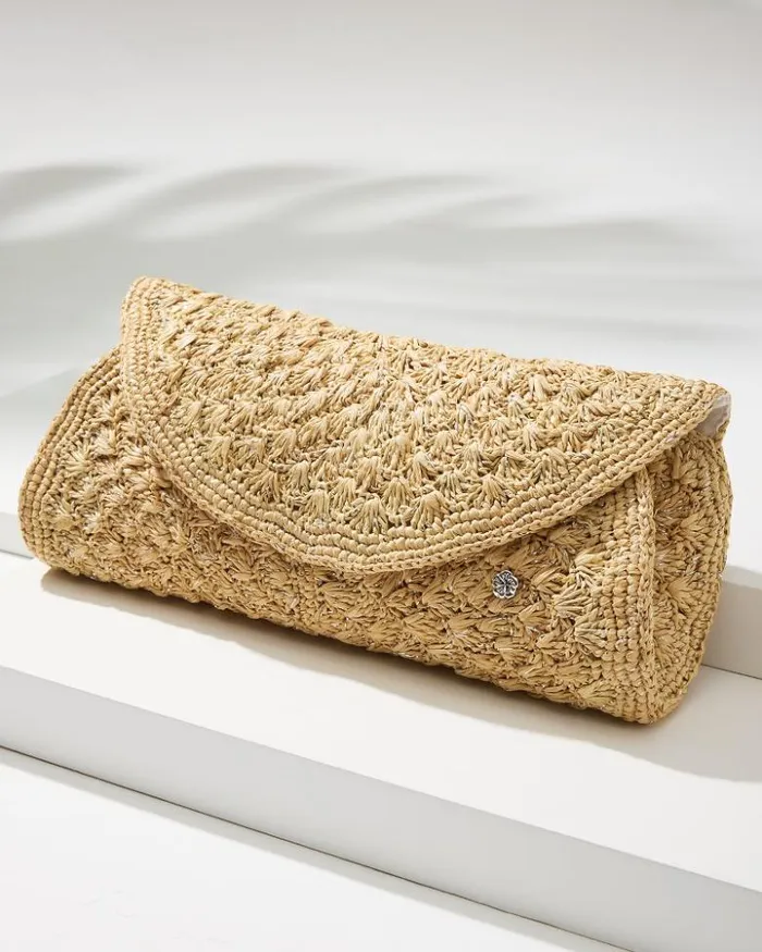 Women Tommy Bahama Handbags and Clutches Rimini Raffia Clutch Naturalsilver