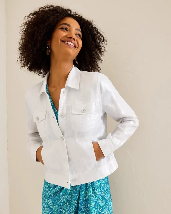 Women Tommy Bahama Jackets Two Palms Shimmer Linen Jacket White Women Tommy Bahama Jackets Two Palms Shimmer Linen Jacket White
