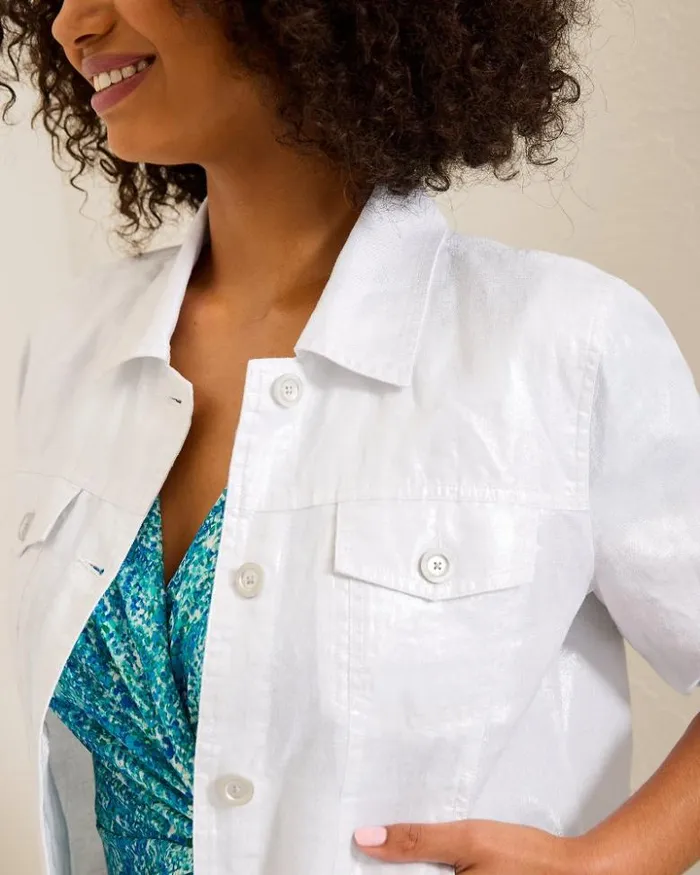 Women Tommy Bahama Jackets Two Palms Shimmer Linen Jacket White Women Tommy Bahama Jackets Two Palms Shimmer Linen Jacket White