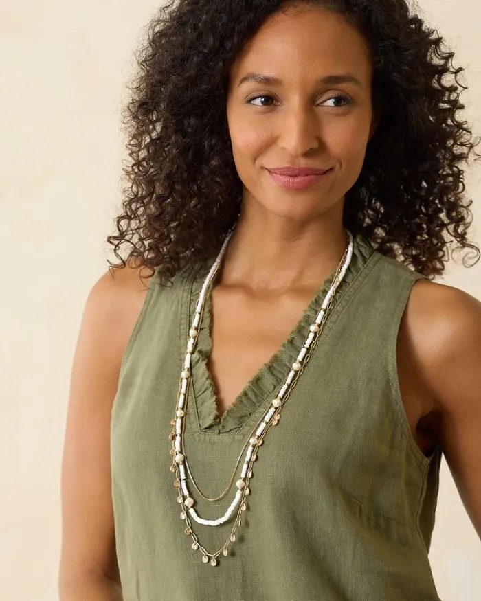 Women Tommy Bahama Jewelry Indigo Bay Heishi and Pearl Layered Long Necklace Whitegold Women Tommy Bahama Jewelry Indigo Bay Heishi and Pearl Layered Long Necklace Whitegold