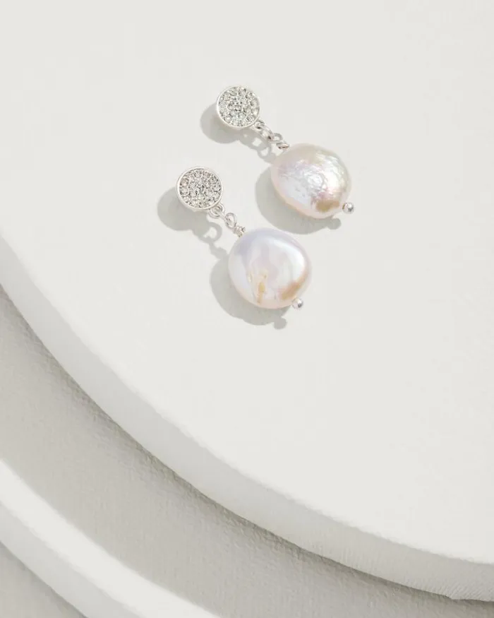 Women Tommy Bahama Jewelry Marco Island Freshwater Pearl Drop Earrings Silver