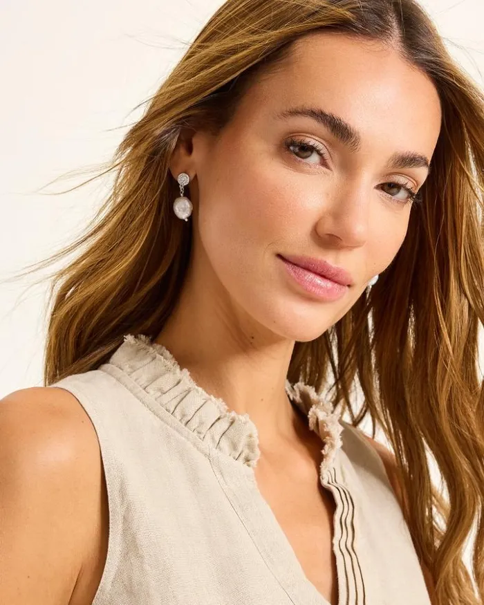 Women Tommy Bahama Jewelry Marco Island Freshwater Pearl Drop Earrings Silver