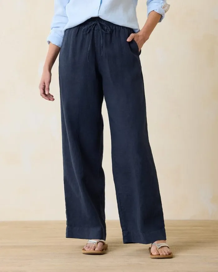 Women Tommy Bahama Pants and Crops Two Palms HighRise Linen Easy Pants Coastline