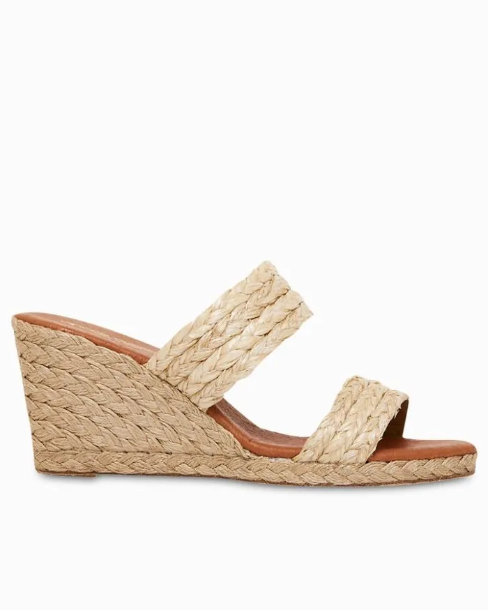 Women Tommy Bahama Shoes and Sandals Andr Assous Nolita Braided Raffia Wedge Sandals Beige
