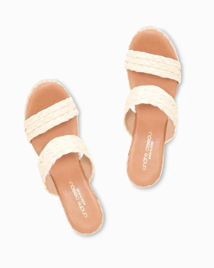 Women Tommy Bahama Shoes and Sandals Andr Assous Nolita Braided Raffia Wedge Sandals Beige