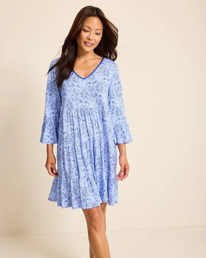 Women Tommy Bahama Sleepwear Jersey 34Sleeve Short Sleep Dress Periwinkle Women Tommy Bahama Sleepwear Jersey 34Sleeve Short Sleep Dress Periwinkle
