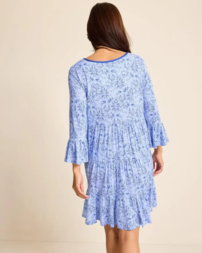 Women Tommy Bahama Sleepwear Jersey 34Sleeve Short Sleep Dress Periwinkle Women Tommy Bahama Sleepwear Jersey 34Sleeve Short Sleep Dress Periwinkle
