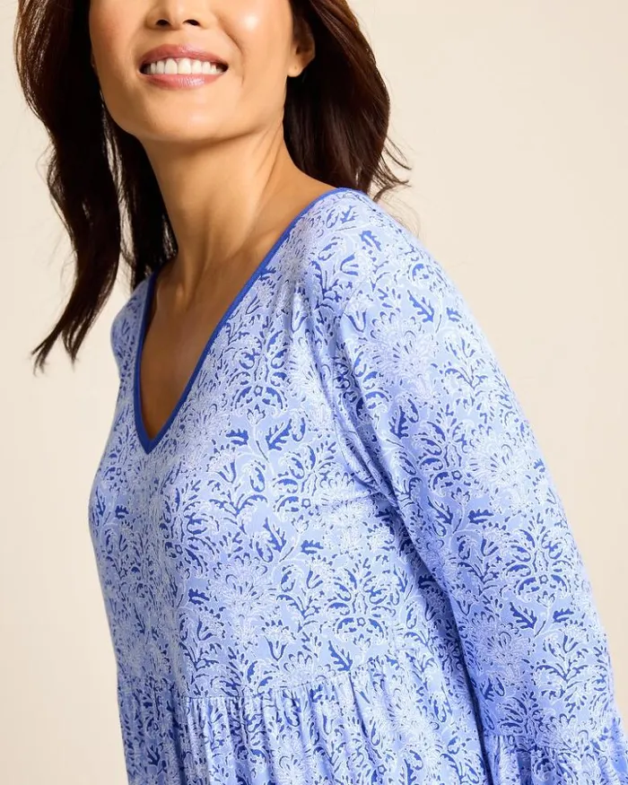 Women Tommy Bahama Sleepwear Jersey 34Sleeve Short Sleep Dress Periwinkle Women Tommy Bahama Sleepwear Jersey 34Sleeve Short Sleep Dress Periwinkle