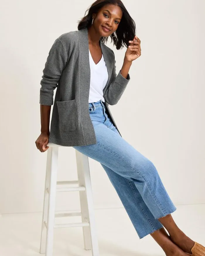 Women Tommy Bahama Sweatshirts Aruba Cardigan Fog Grey Heather