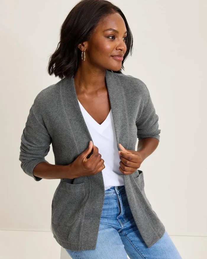 Women Tommy Bahama Sweatshirts Aruba Cardigan Fog Grey Heather