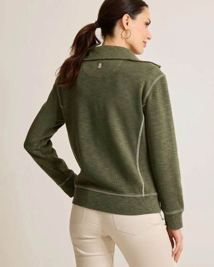 Women Tommy Bahama Sweatshirts Tobago Bay HalfZip Sweatshirt Banana Leaves Women Tommy Bahama Sweatshirts Tobago Bay HalfZip Sweatshirt Banana Leaves