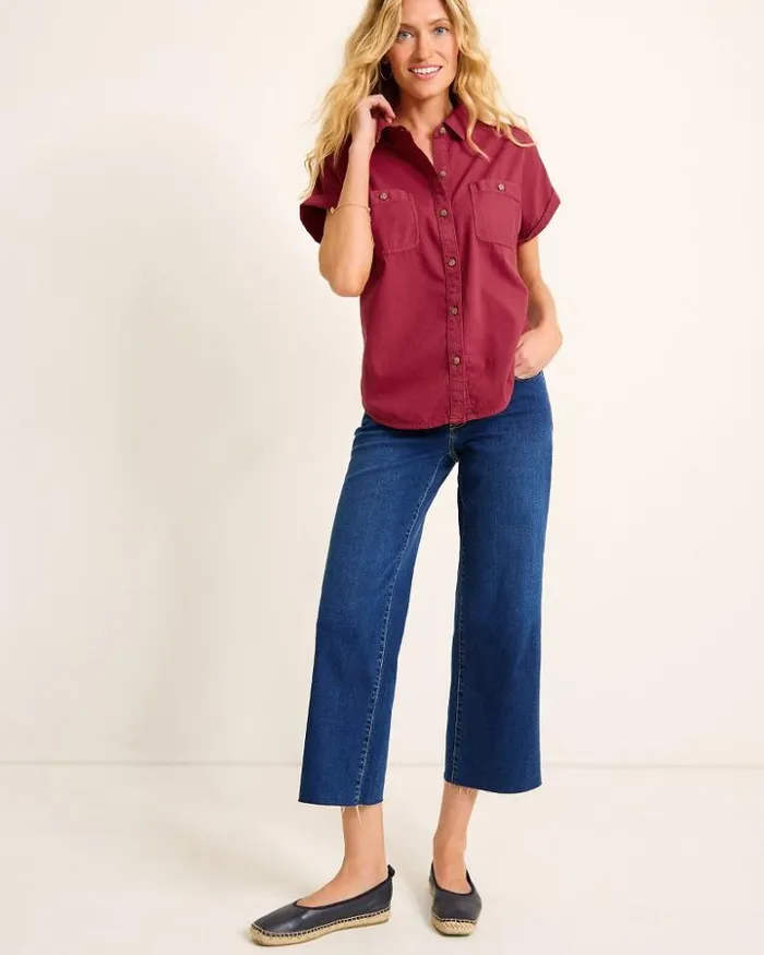 Women Tommy Bahama Tops and Shirts Coastal Twill Shirt Rhumba