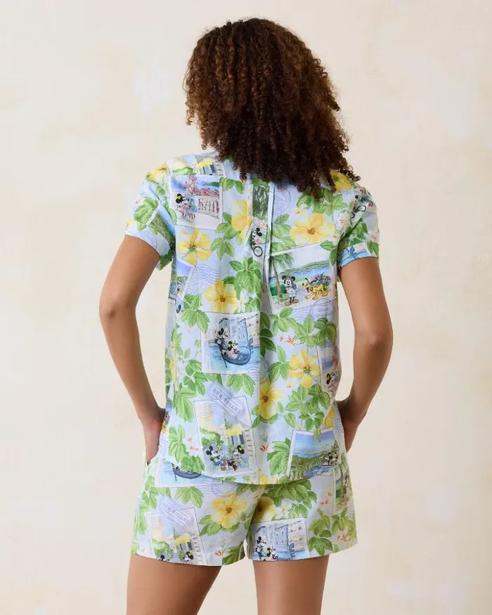 Women Tommy Bahama Tops and Shirts Disney Coastalina Postcard To Paradise Linen Camp Shirt Continental Women Tommy Bahama Tops and Shirts Disney Coastalina Postcard To Paradise Linen Camp Shirt Continental