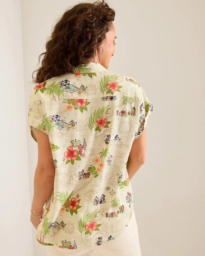 Women Tommy Bahama Tops and Shirts Disney Huladay Adventures Camp Shirt Bleached Sand Women Tommy Bahama Tops and Shirts Disney Huladay Adventures Camp Shirt Bleached Sand