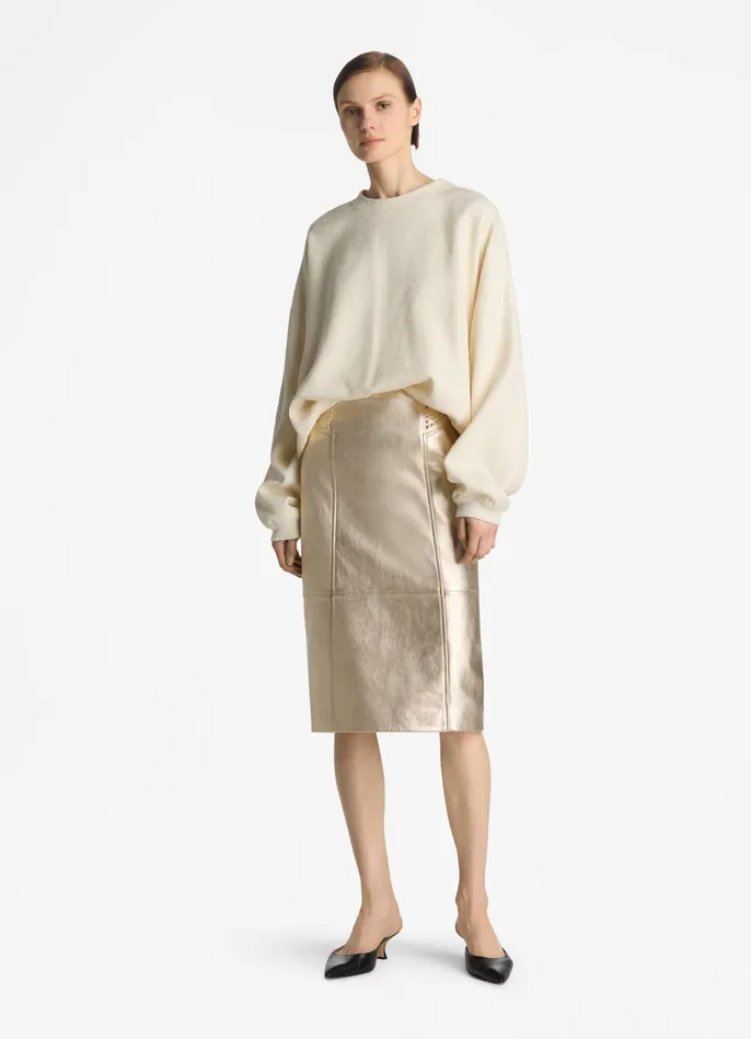 Women Tonal Tweed Sweatshirt Ecru St John Sweaters Women Tonal Tweed Sweatshirt Ecru St John Sweaters