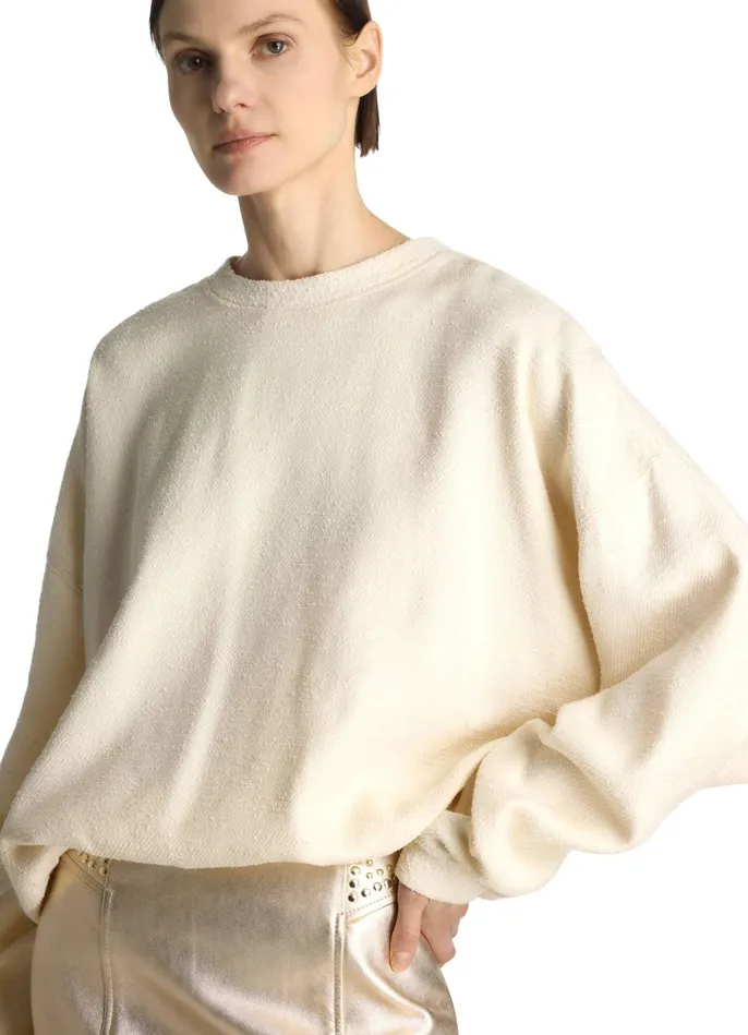 Women Tonal Tweed Sweatshirt Ecru St John Sweaters Women Tonal Tweed Sweatshirt Ecru St John Sweaters
