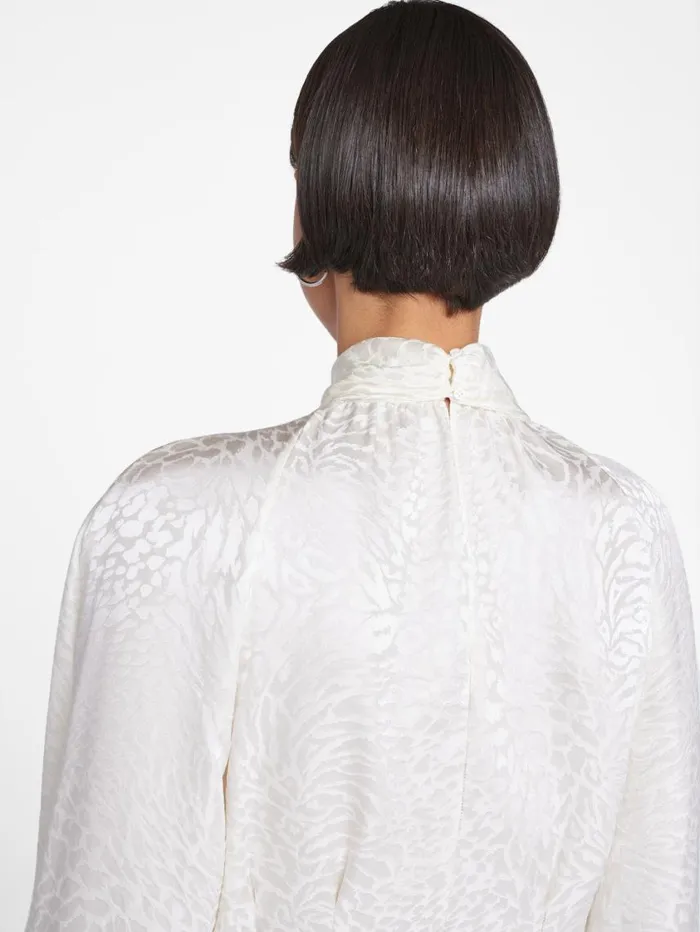 Women Tops and Blouses FRAME Foldover Mock Neck Blouse 8212 Off White