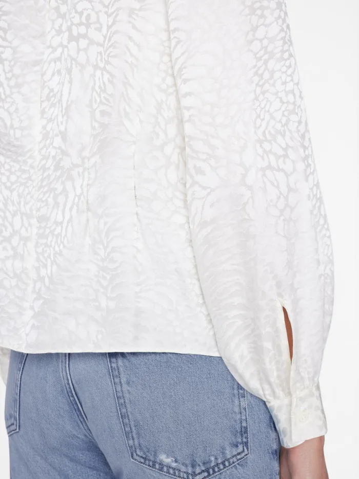 Women Tops and Blouses FRAME Foldover Mock Neck Blouse 8212 Off White