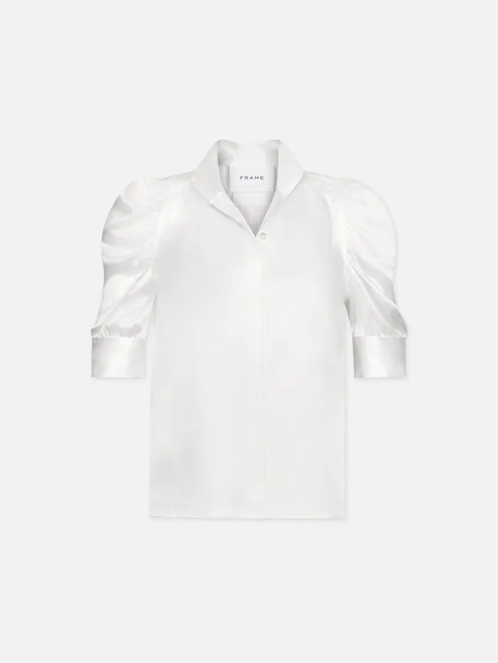 Women Tops and Blouses FRAME Gillian Top 8212 Glossy Off White