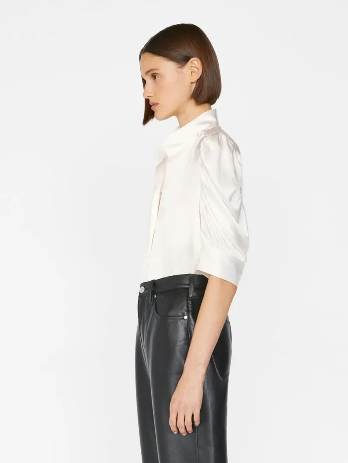 Women Tops and Blouses FRAME Gillian Top 8212 Glossy Off White Women Tops and Blouses FRAME Gillian Top 8212 Glossy Off White