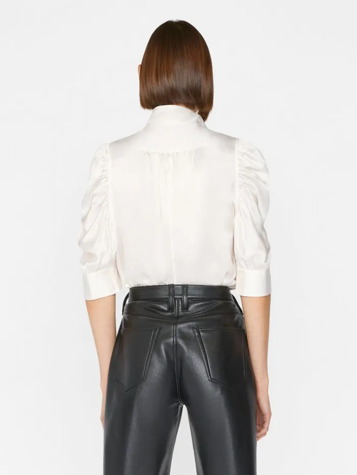 Women Tops and Blouses FRAME Gillian Top 8212 Glossy Off White Women Tops and Blouses FRAME Gillian Top 8212 Glossy Off White