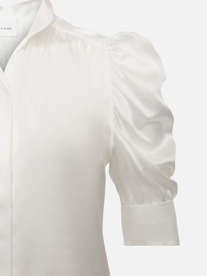 Women Tops and Blouses FRAME Gillian Top 8212 Glossy Off White Women Tops and Blouses FRAME Gillian Top 8212 Glossy Off White