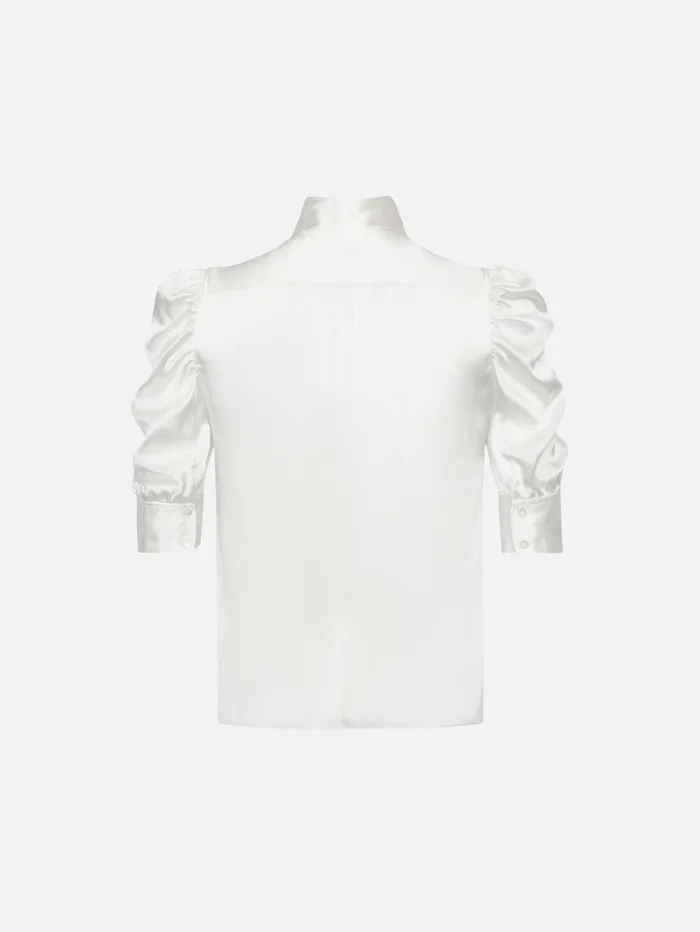 Women Tops and Blouses FRAME Gillian Top 8212 Glossy Off White Women Tops and Blouses FRAME Gillian Top 8212 Glossy Off White