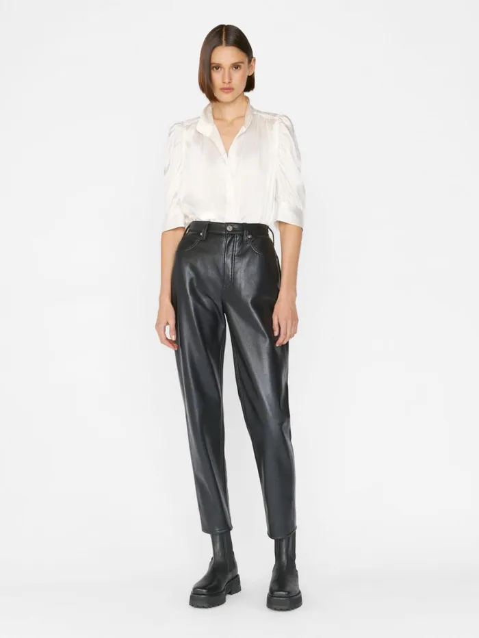 Women Tops and Blouses FRAME Gillian Top 8212 Glossy Off White Women Tops and Blouses FRAME Gillian Top 8212 Glossy Off White