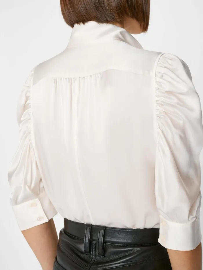 Women Tops and Blouses FRAME Gillian Top 8212 Glossy Off White Women Tops and Blouses FRAME Gillian Top 8212 Glossy Off White