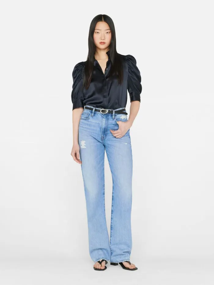 Women Tops and Blouses FRAME Gillian Top 8212 Navy