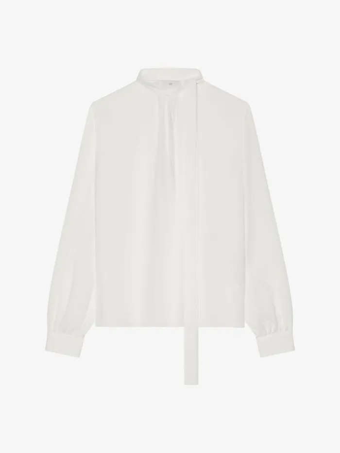 Women Tops and Shirts Givenchy Blouse In 4G Silk With Lavalliere White