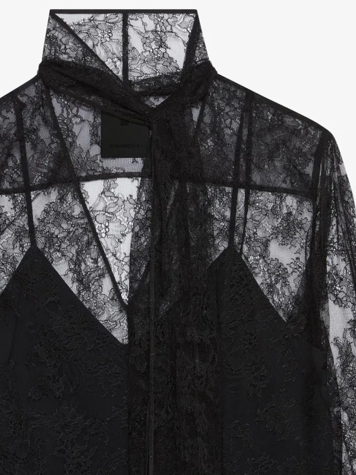 Women Tops and Shirts Givenchy Blouse In Lace With Lavalliere Black
