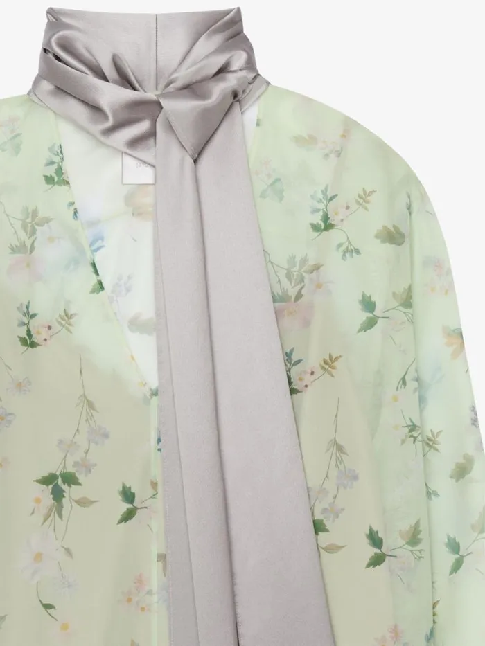 Women Tops and Shirts Givenchy Printed Blouse In Silk Chiffon With Lavallire Pale Green Women Tops and Shirts Givenchy Printed Blouse In Silk Chiffon With Lavallire Pale Green