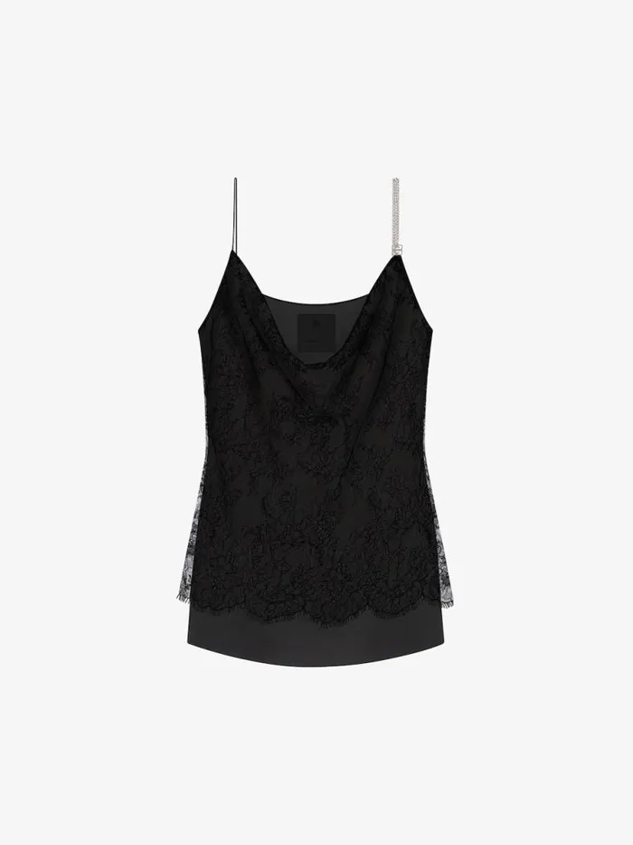 Women Tops and Shirts Givenchy Top In Lace With Chain Detail Black