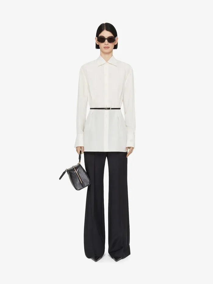 Women Tops and Shirts Givenchy Voyou Shirt In Silk Ecru