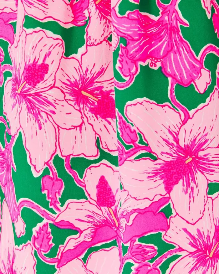 Women Tops Lilly Pulitzer Elsa Silk Top Kelly Green Hibis Kiss