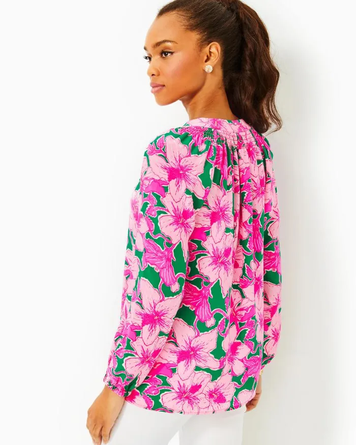 Women Tops Lilly Pulitzer Elsa Silk Top Roxie Pink