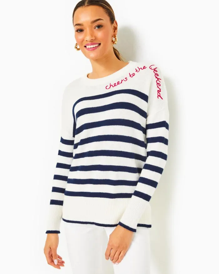 Women Tops Lilly Pulitzer Quince Sweater Low Tide Navy Cruise Stripe Women Tops Lilly Pulitzer Quince Sweater Low Tide Navy Cruise Stripe