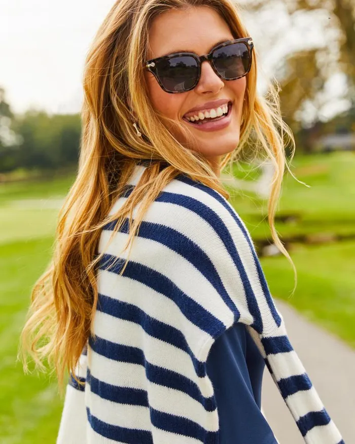 Women Tops Lilly Pulitzer Quince Sweater Low Tide Navy Cruise Stripe Women Tops Lilly Pulitzer Quince Sweater Low Tide Navy Cruise Stripe