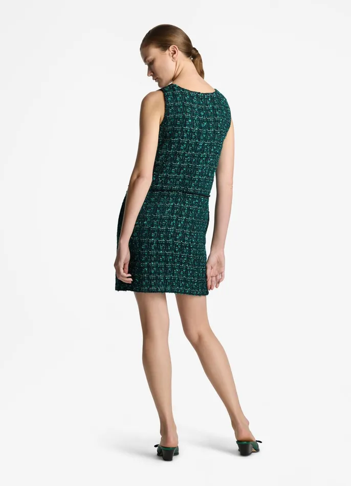 Women Twill Tweed Mixed Media Dress Spruce Multi St John Dresses