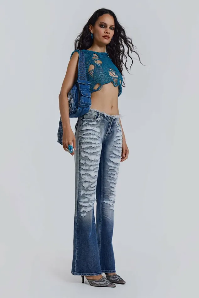 Women Viper Low Rise Jeans Blue Jaded London Jeans