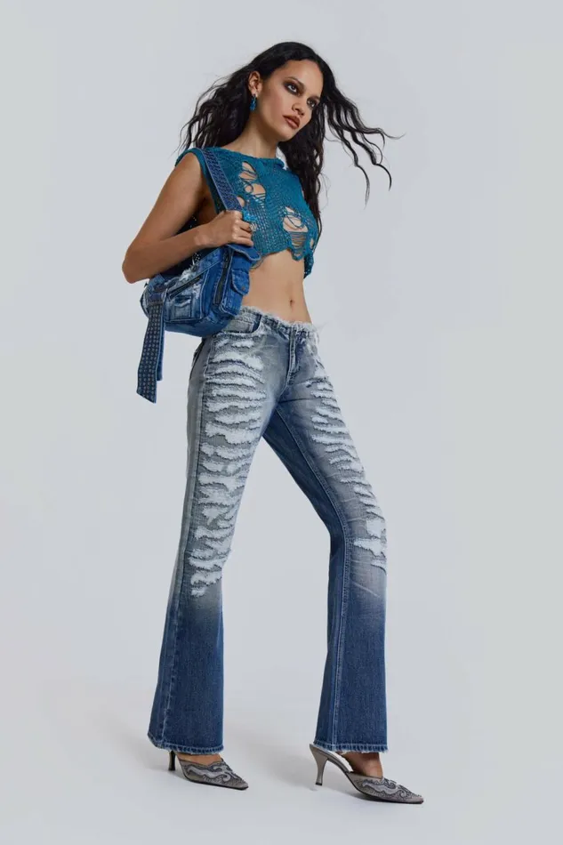 Women Viper Low Rise Jeans Blue Jaded London Jeans