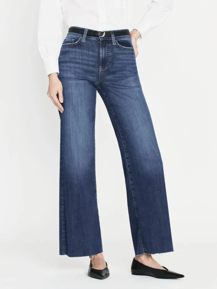 Women Wide Leg FRAME Le Slim Palazzo Raw After 8212 Lupine