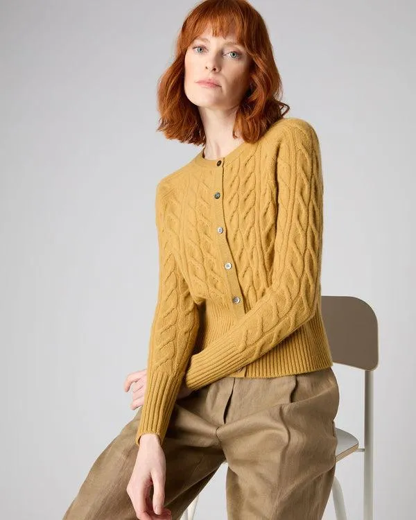 Women Women039s Cable Cashmere CardiganIn Baroque Gold Baroque Gold NPeal Cardigans