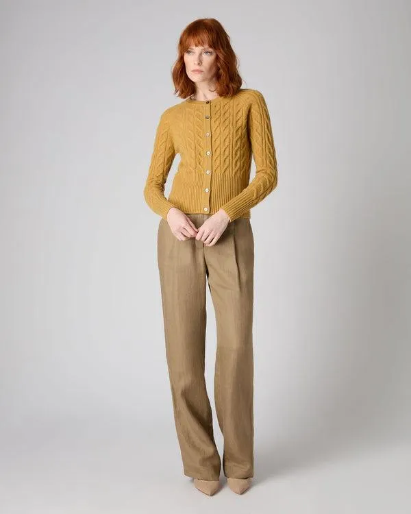 Women Women039s Cable Cashmere CardiganIn Baroque Gold Baroque Gold NPeal Cardigans
