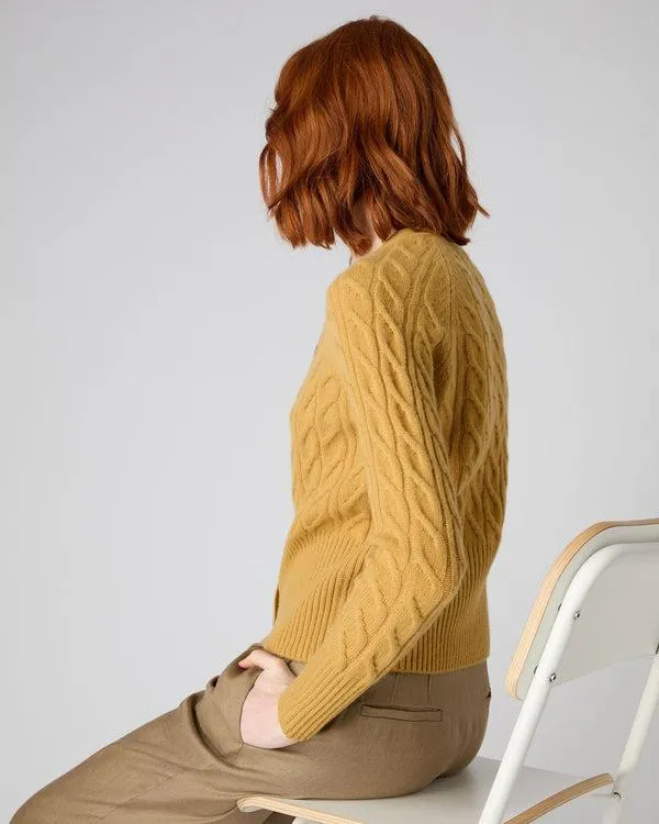 Women Women039s Cable Cashmere CardiganIn Baroque Gold Baroque Gold NPeal Cardigans