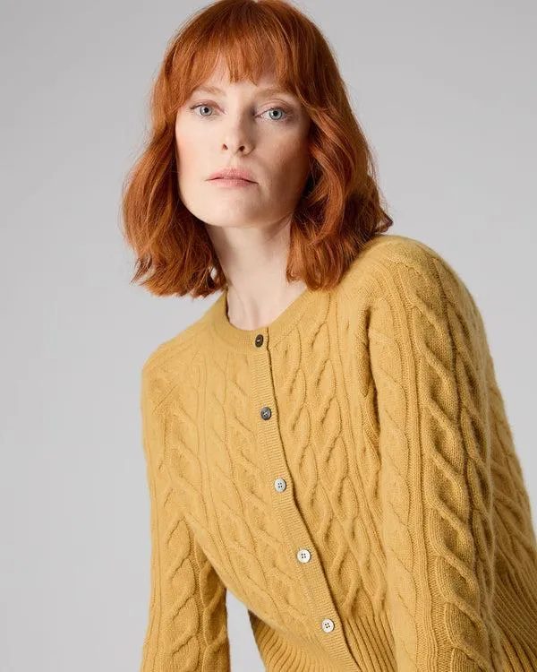 Women Women039s Cable Cashmere CardiganIn Baroque Gold Baroque Gold NPeal Cardigans
