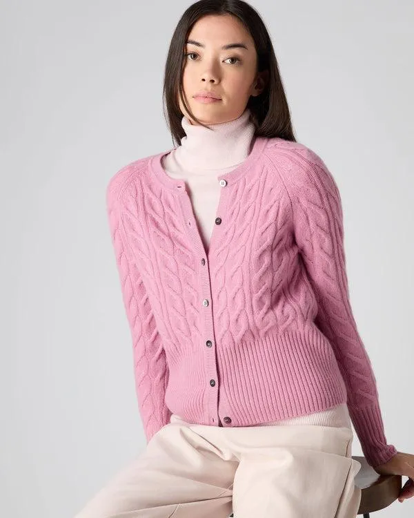 Women Women039s Cable Cashmere CardiganIn Burano Pink Burano Pink NPeal Cardigans