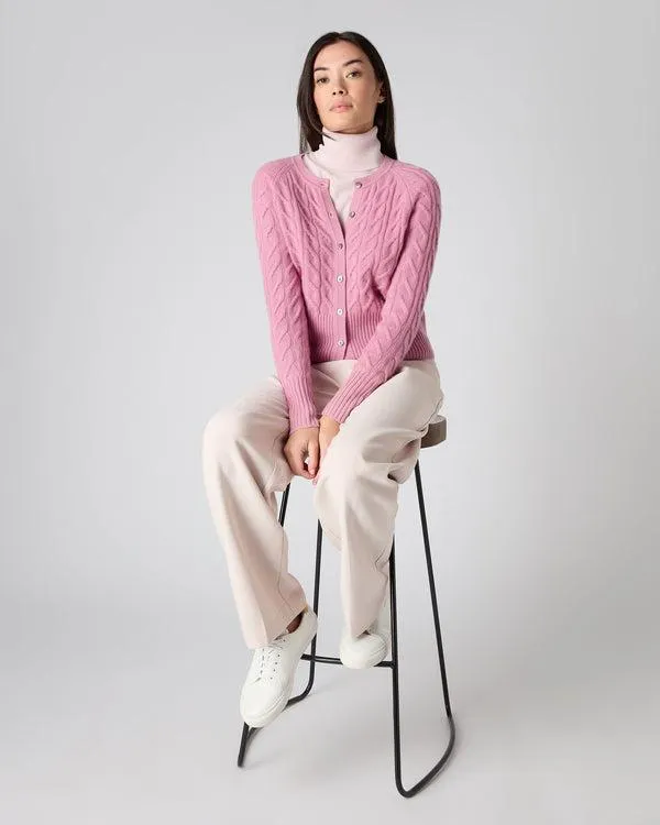 Women Women039s Cable Cashmere CardiganIn Burano Pink Burano Pink NPeal Cardigans