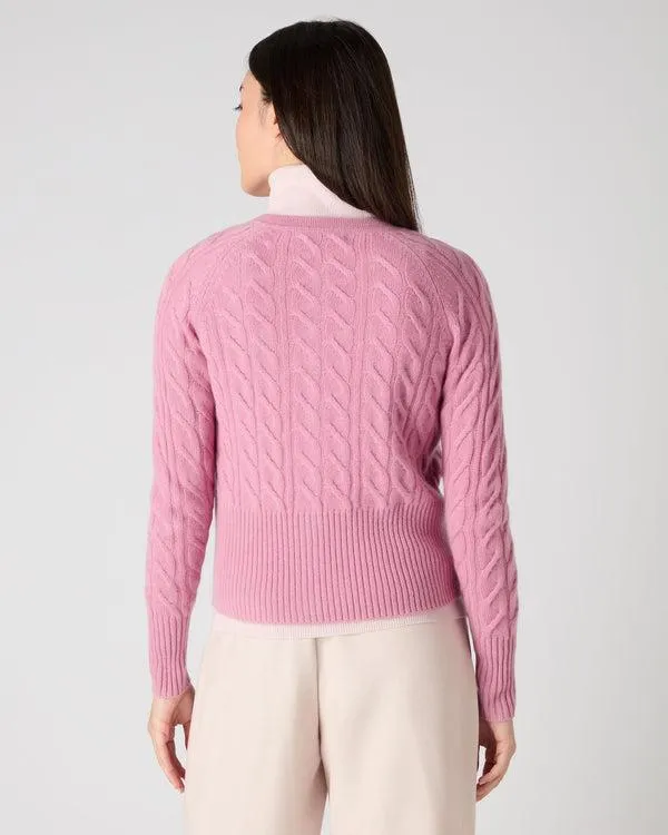 Women Women039s Cable Cashmere CardiganIn Burano Pink Burano Pink NPeal Cardigans